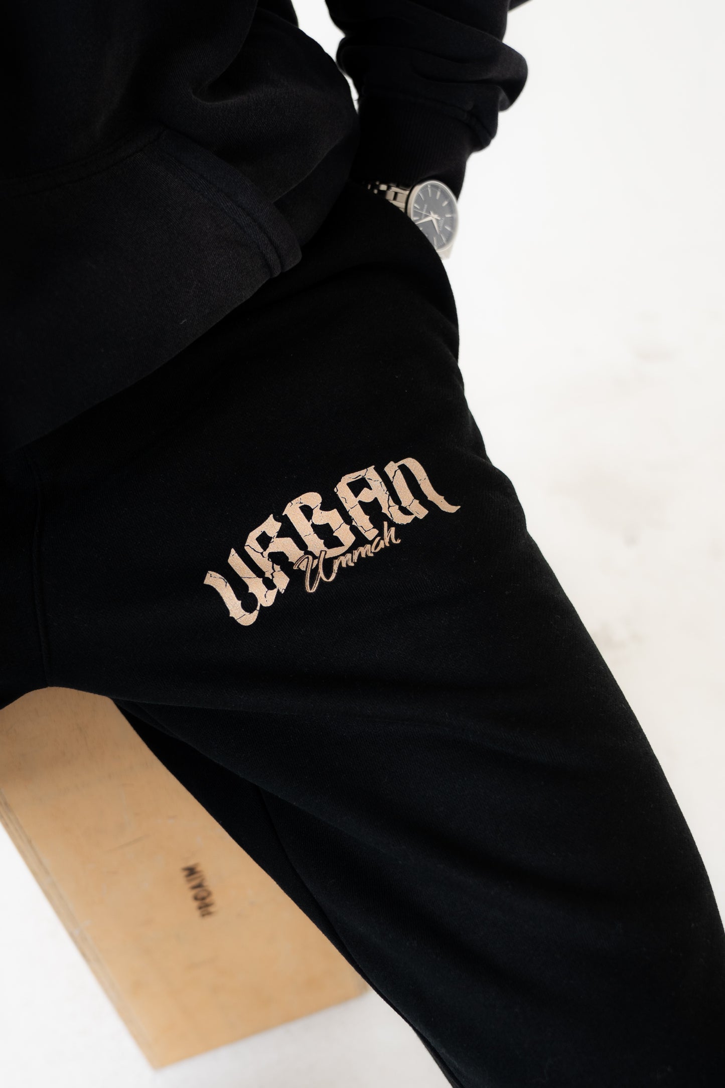 Urban Ummah Black Joggers - 460 GSM