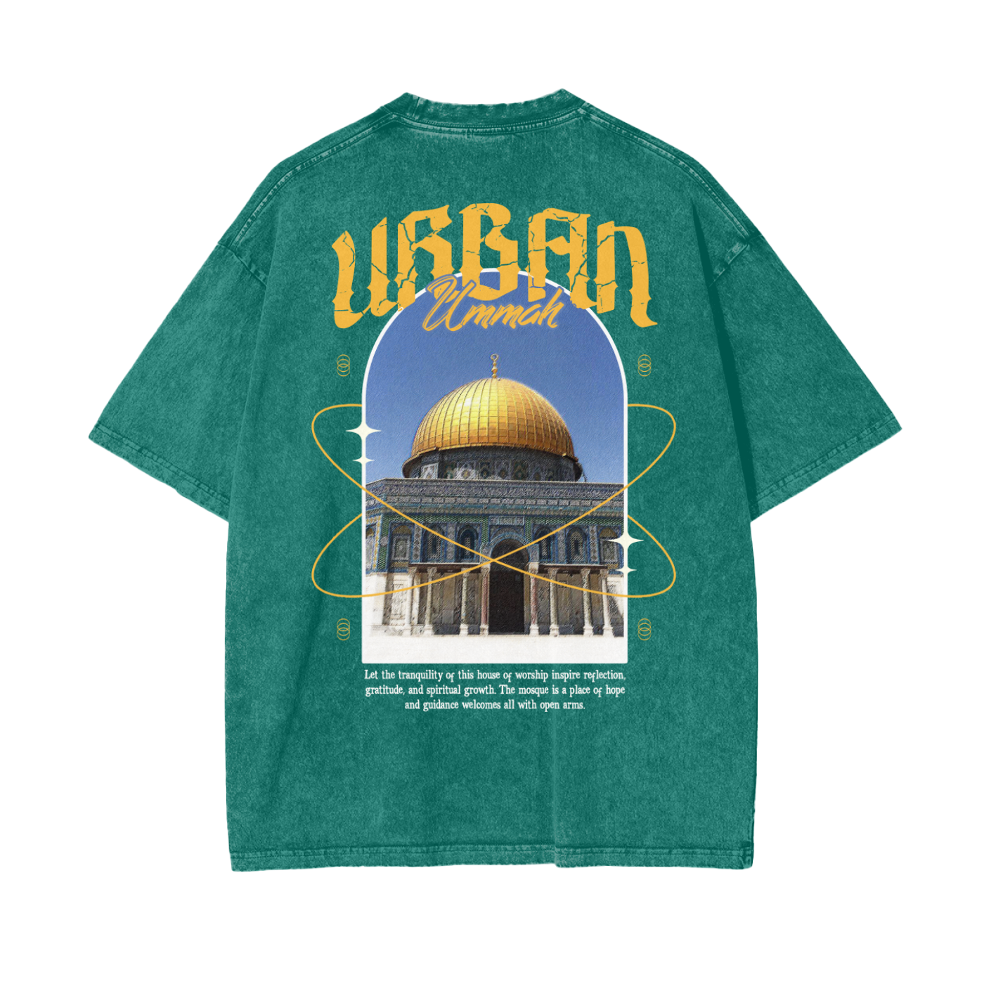 Green Acid Wash Oversize T-Shirt - Al-Aqsa Mosque